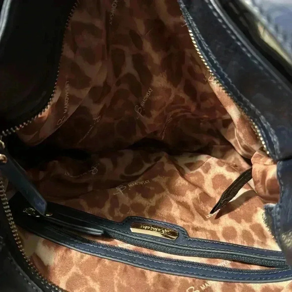 B. Makowsky Giamma Navy Suede & Leather Shoulder Bag - Picture 6 of 8